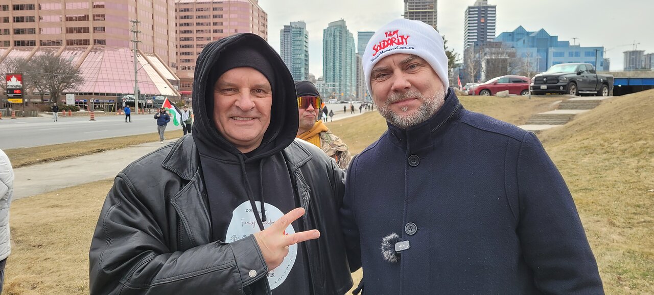 2024 02 25 Pastor Pawlowski speech in Mississauga SQ1. Convoy from Brampton to Mississauga.