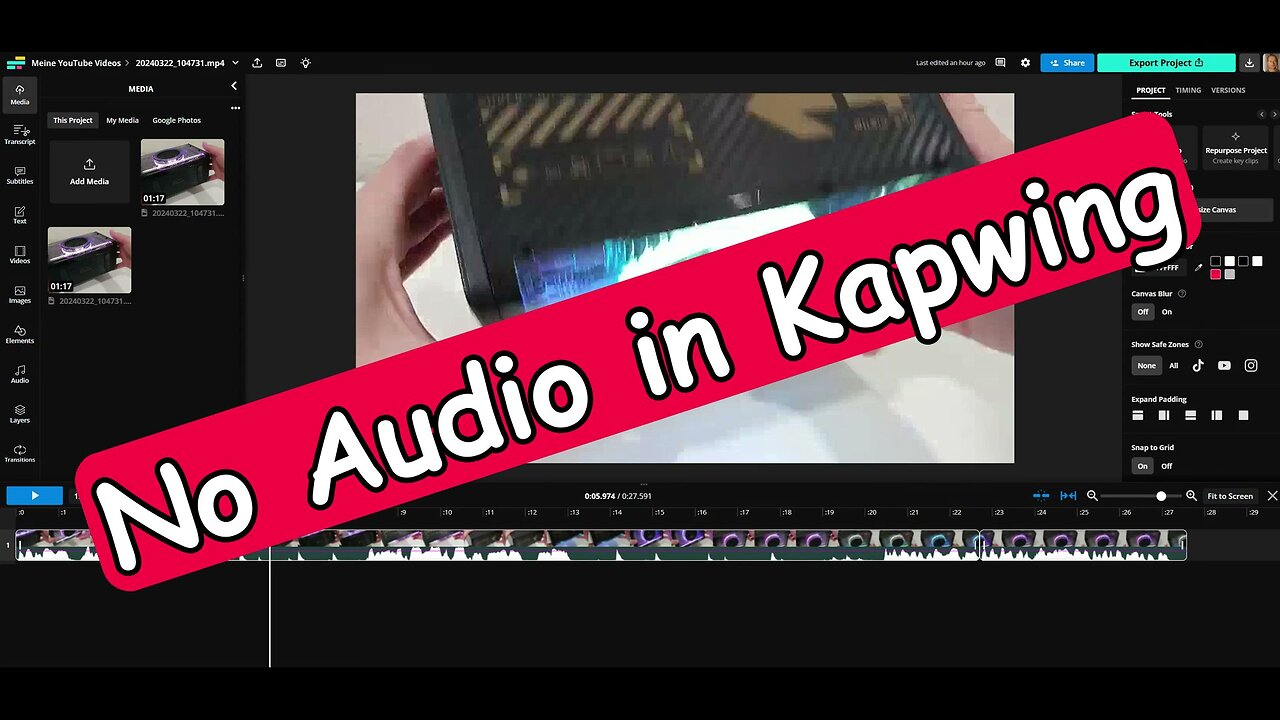 No Audio in Kapwing (In The Rendered Video) - What's The Easy Fix?