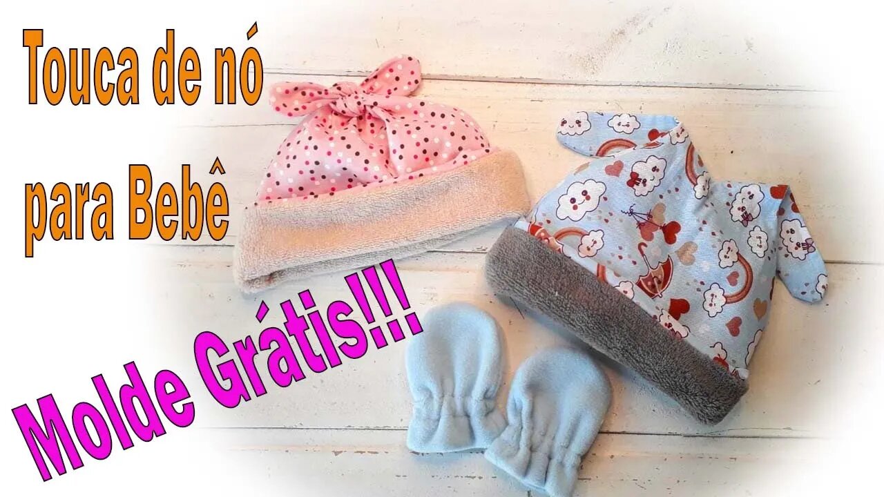 Como Fazer Touca de Nó para bebê. MOLDE GRÁTIS!