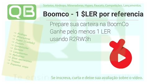 #Airdrop - #Aplicativo $Boomco - 1 $LER convite até 23/05/2021