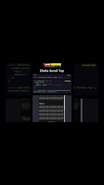APRENDA A PROGRAMAR DE FORMA DESCOMPLICADA ! BOTÃO SCROLL TOP USANDO JAVASCRIPT !