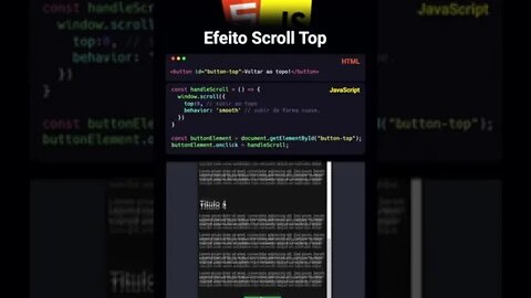 APRENDA A PROGRAMAR DE FORMA DESCOMPLICADA ! BOTÃO SCROLL TOP USANDO JAVASCRIPT !