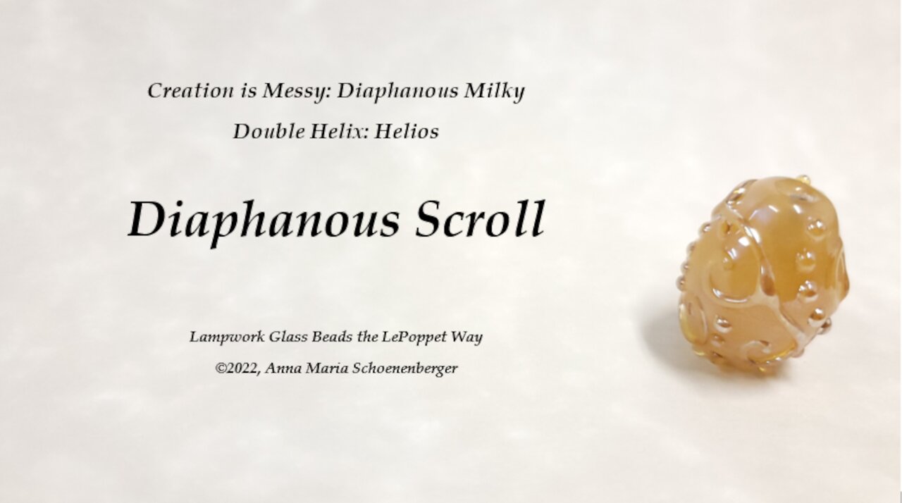 Lampwork Glass Beads: CIM Diaphanous Milky Scrollwork