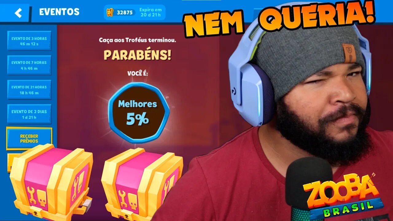 Top 5% no Evento Semanal sem Focar! Abertura de Muitos Baús Grátis Zooba!