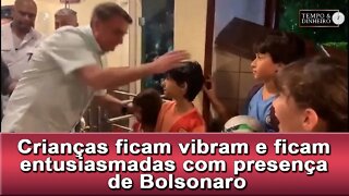 Crianças vibram e ficam entusiasmadas com presença de Bolsonaro