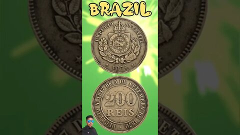 Brazil 200 Reis 1874.#shorts #education #coinnotesz