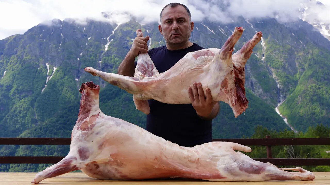 COOKING TWO LAMBS in CAUCASUS MOUNTAINS