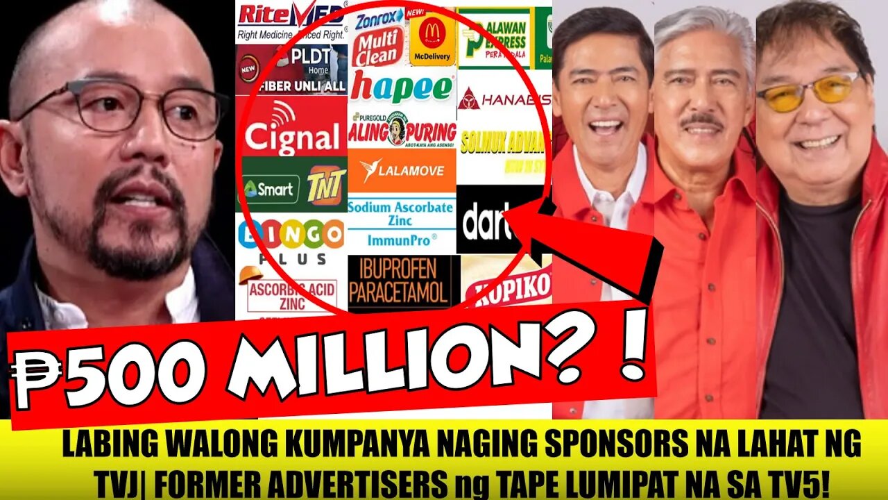 Matapos ILAMPASO sa VIEWS| ADVERTISERS ng TAPE LUMIPAT NA LAHAT sa TVJ| SPONSORS UMABOT sa ₱500M?!!