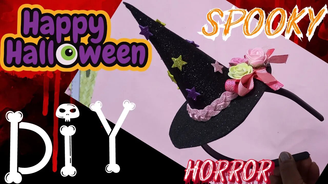 DIY - Tiara chapéu de Bruxa/AMAZING tutorial/witch hat/halloween #howto