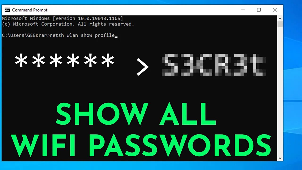 Show Wi-Fi passwords with 1 command | find wifi password using cmmand prompt