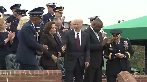 Defense Secretary Lloyd Austin Grabs Biden's Hand To Shake It As Biden Shuffles Right On By