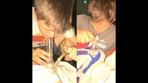 Yung Alone hitting out old bong that Paul broke