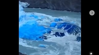 FRIDAY FUN - SEE BLUE BOTTOM OF GLACIER AFTER CALVING & BE SAFE NEAR CALVING GLACIERS