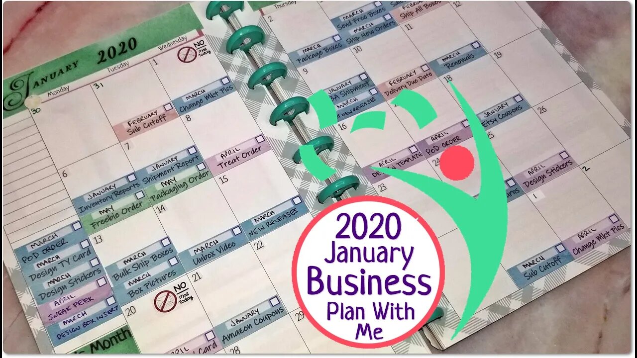 January 2020 Business Planner Plan With Me - Social Media, YouTube, Subscription Box, Sticker Shop