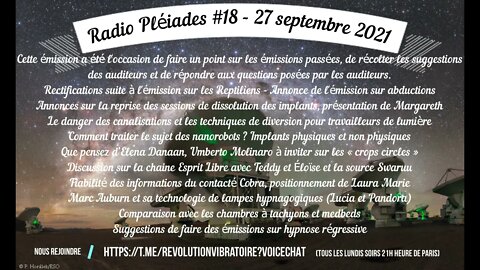 Radio Pléiades #18 - Questions et Suggestions des auditeurs - 27 septembre 2021
