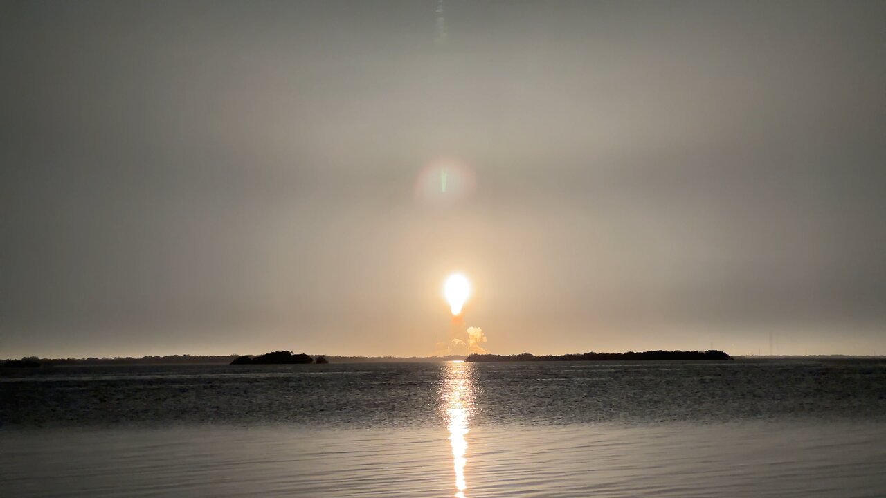 Artemis 1 launch as viewed from Nasa Causeway viewing area 7 miles away