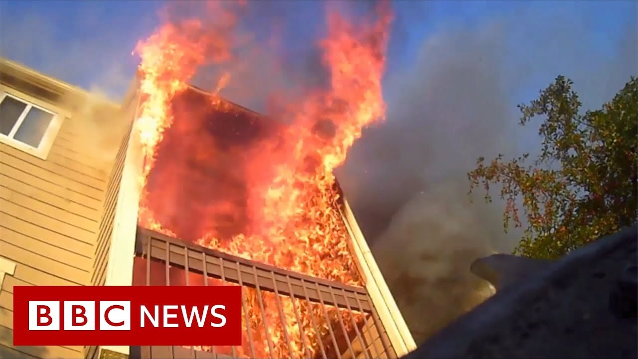 Dramatic body camera video shows Wichita fire rescue - BBC News