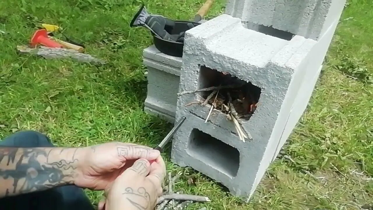 Our Rocket Stove - now we are going to light it #shortvideo #rocketstove #fire #growagarden #fun