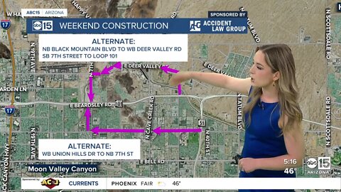 Weekend freeway construction happening around the Valley