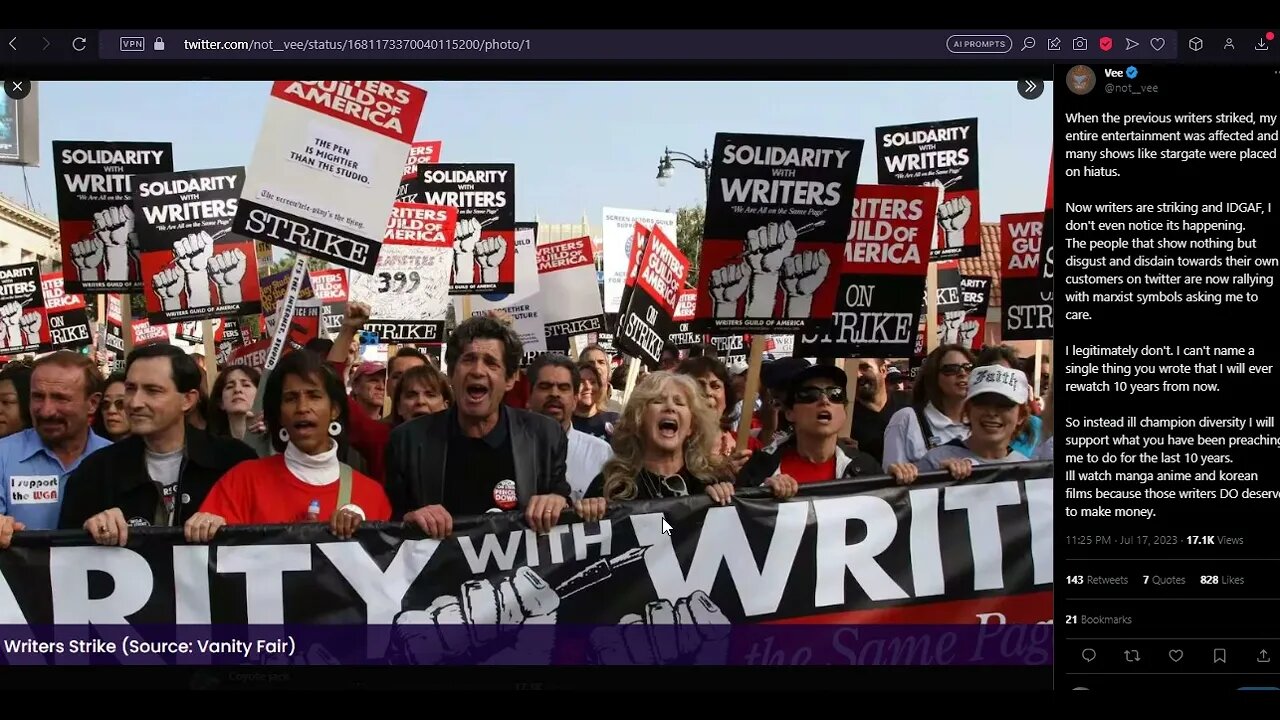 Hollywoke goes on strike and me laughing and enjoying the clownshow