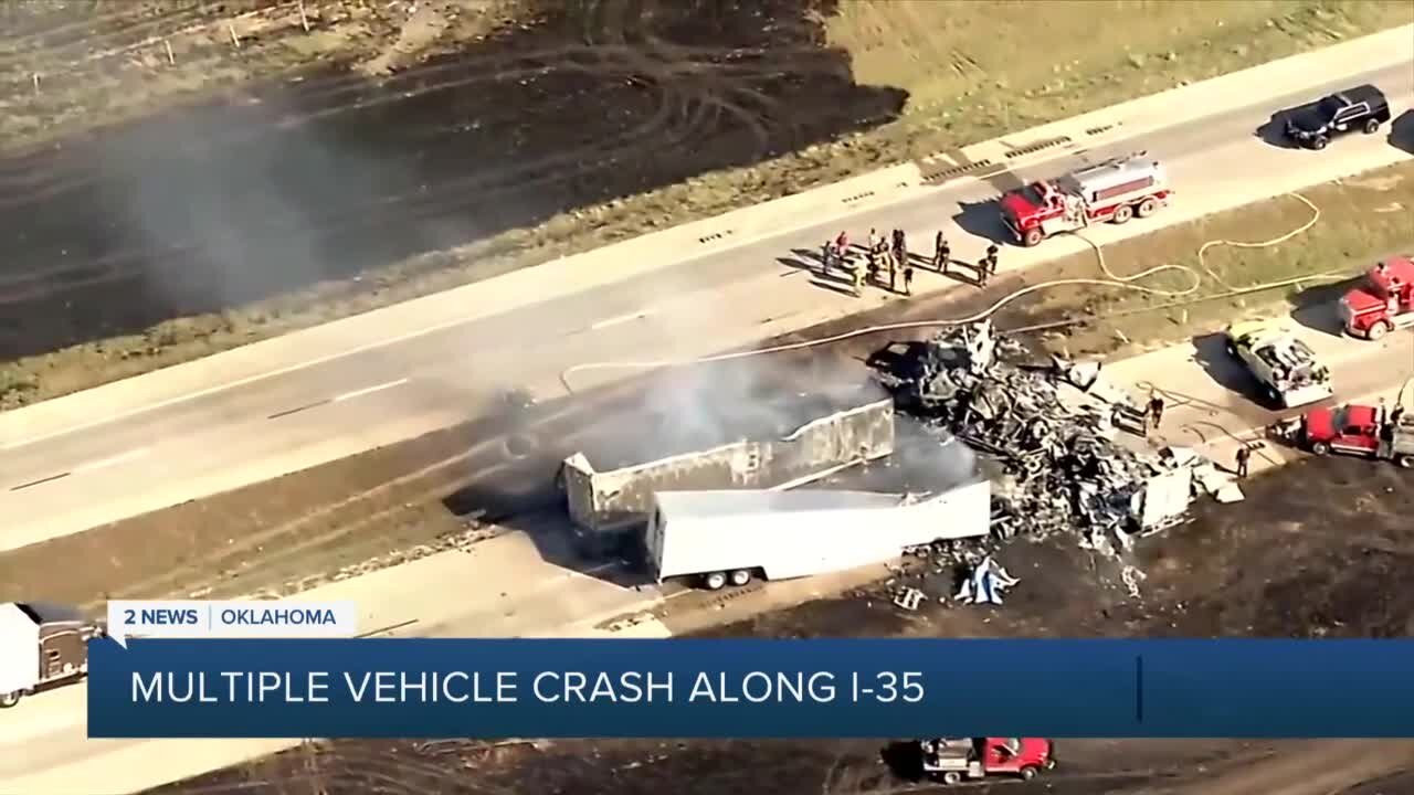 Grass fire smoke caused multiple semi-trucks, motorhomes to crash on Oklahoma highway