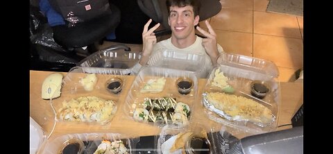 Eating a ton of sushi before bed (MUKBANG)