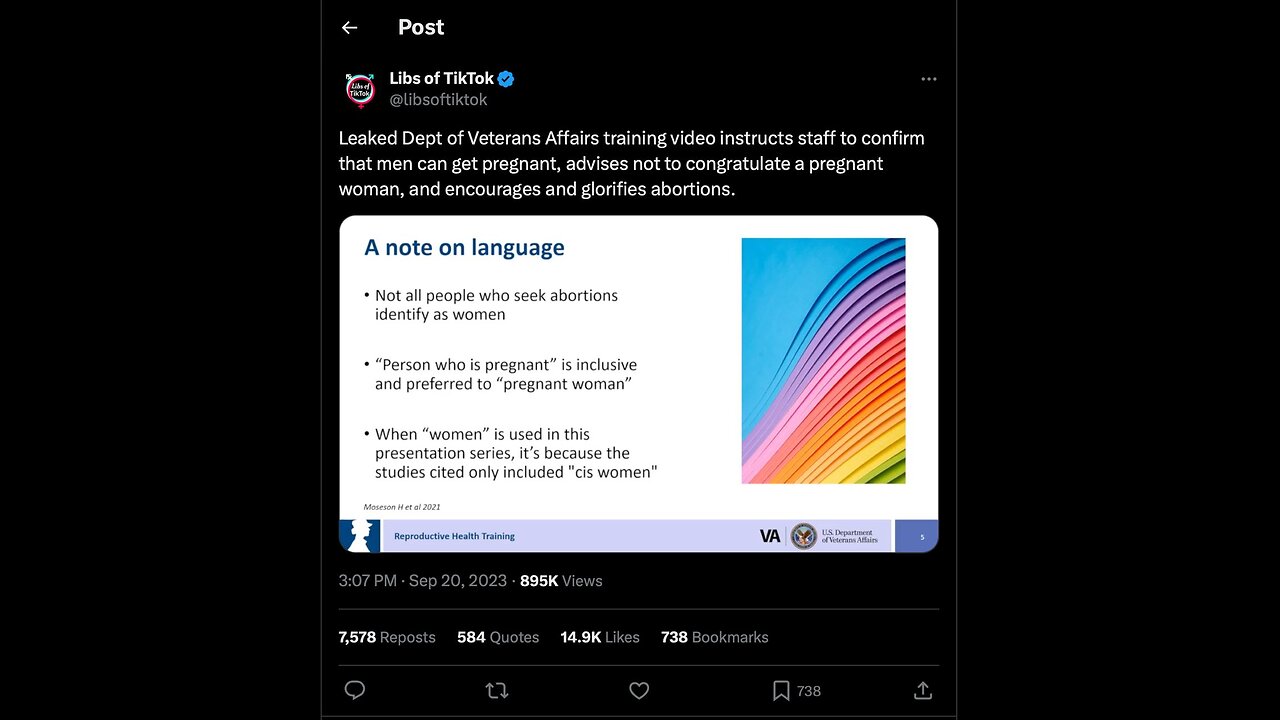 Leaked Dept of Veterans Affairs video instructs staff to confirm that men can get pregnant...