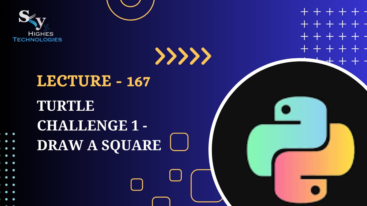 167. Turtle Challenge 1 - Draw a Square | Skyhighes | Python