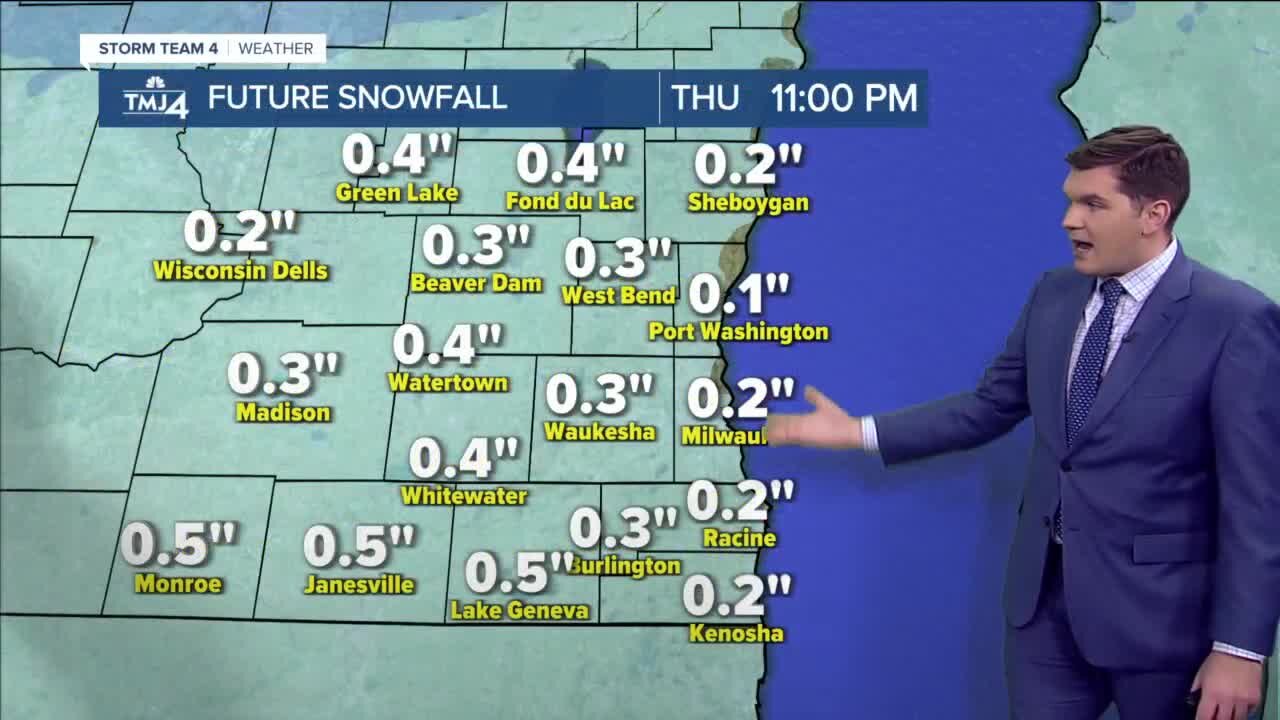 Snow chances continue into Thursday, accumulations under half an inch