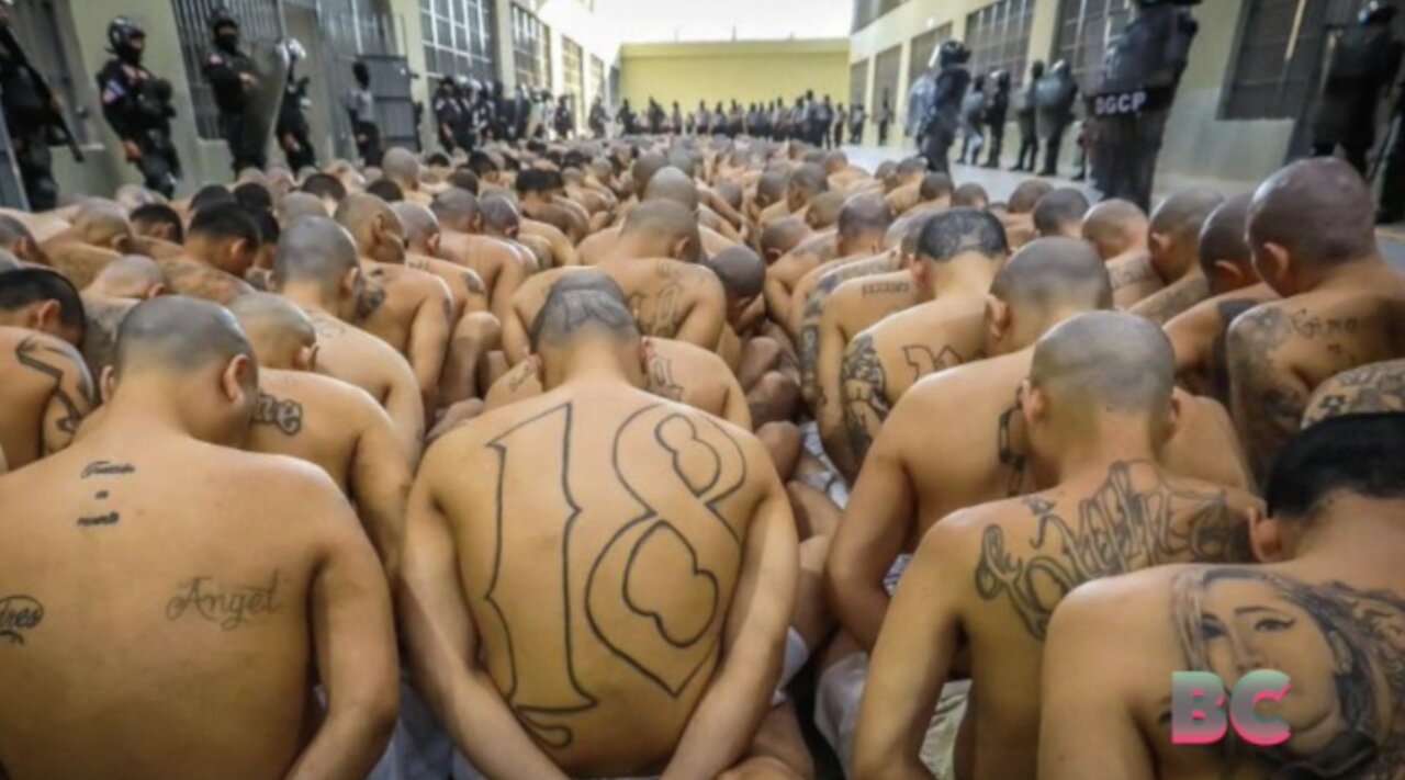 Thousands of tattooed inmates pictured in El Salvador mega-prison