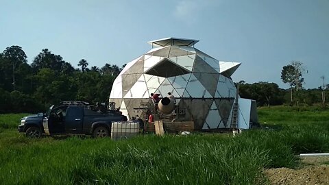 Working on seams of 12 meter dome