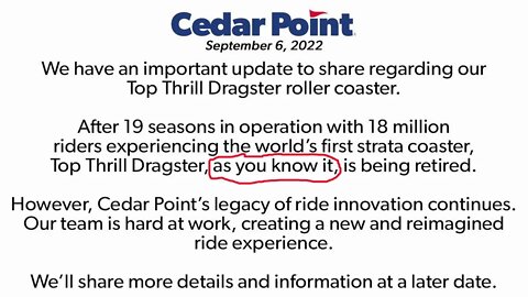 Our Thoughts on Top Thrill Dragster Announcement