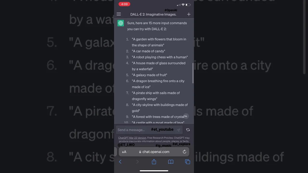 Will Chat GPT give me input commands for Dalle 2? #et_youtube #OpenAI #et_rd #et_ai