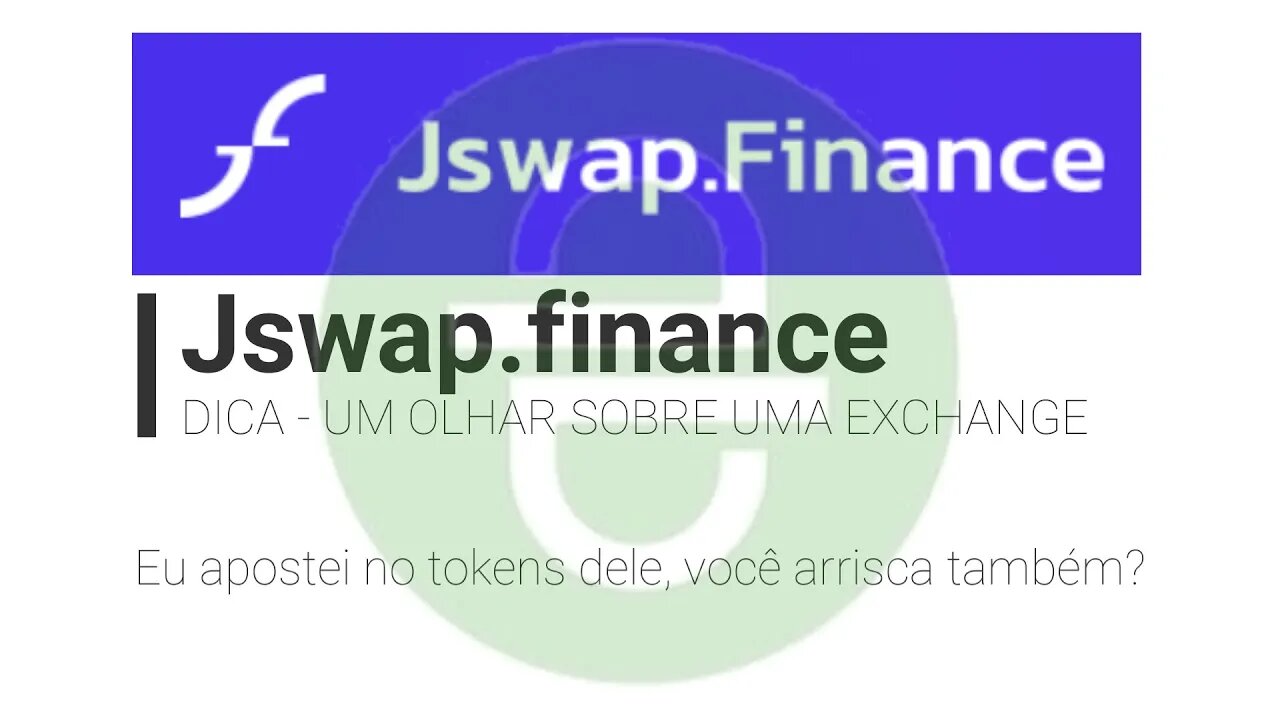 AIRDROP - DICA - UM OLHAR SOBRE UMA EXCHANGE - Jswap.finance