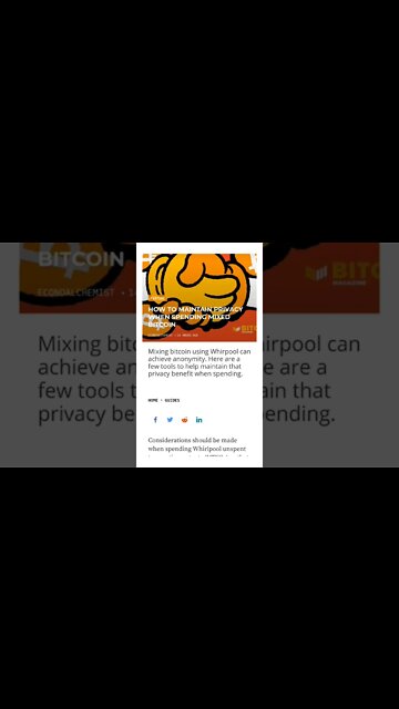 HOW TO MAINTAIN PRIVACY WHEN SPENDING MIXED BITCOIN #cryptomash @AnthonyEdward @CryptoCasey