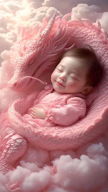 pink dragon | dragon with a baby | it's a baby girl | pink dragon