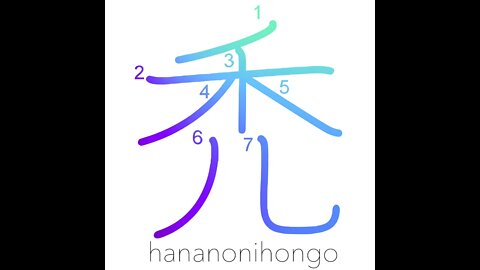 禿 - baldness/to become bald/to wear out - Learn how to write Japanese Kanji 禿 - hananonihongo.com