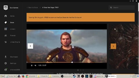 2020 Total war TROY August 13th Free epic games store