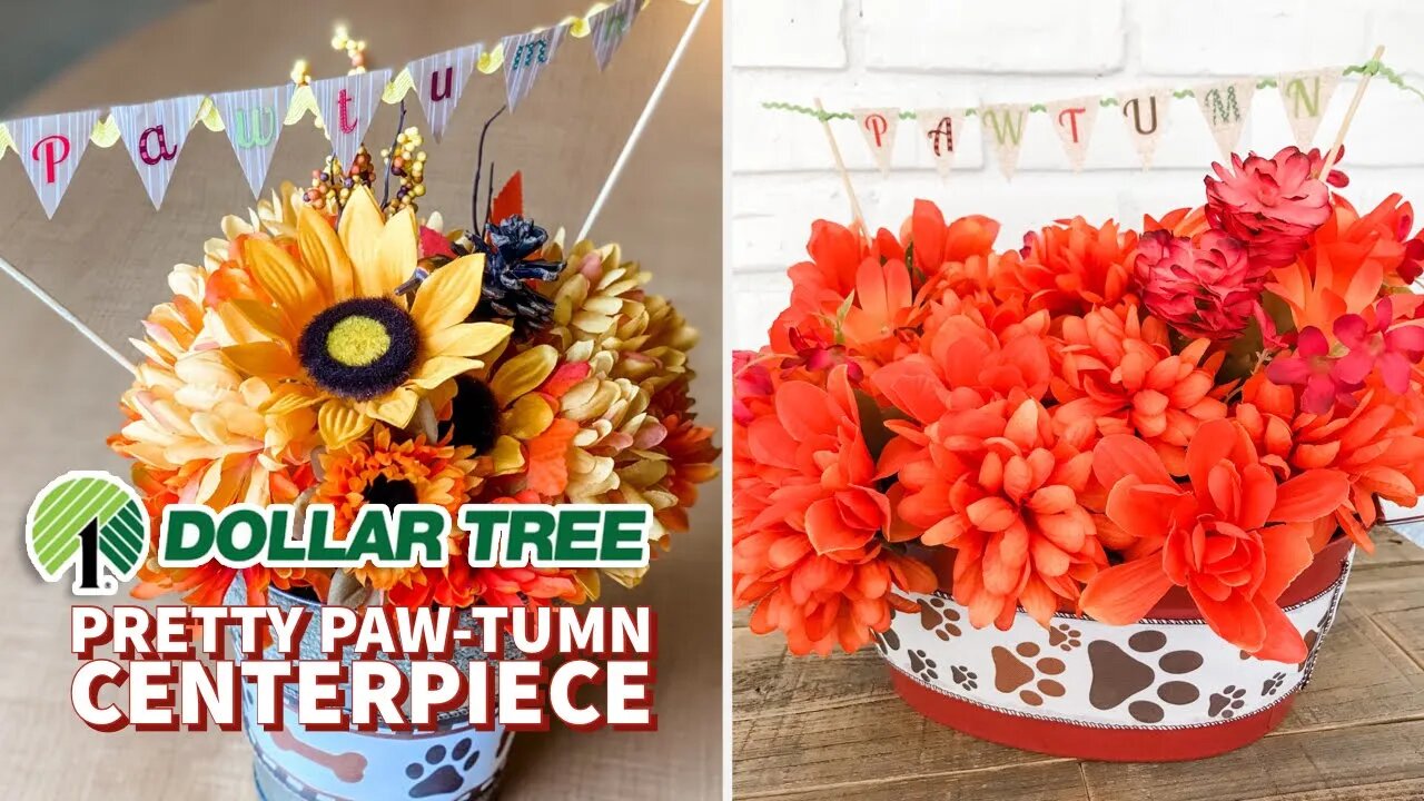 Dollar Tree DIY Pretty Paw-tumn Centerpiece