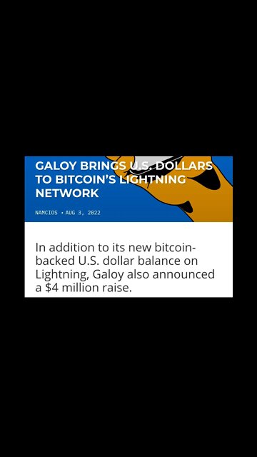 GALOY BRINGS U.S. DOLLARS TO BITCOIN’S LIGHTNING NETWORK #cryptoshortsnews #bitcoin #viral