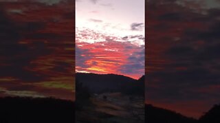 Pre-flood warning with an amazing red sunrise