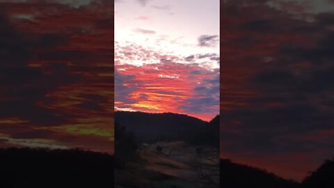 Pre-flood warning with an amazing red sunrise