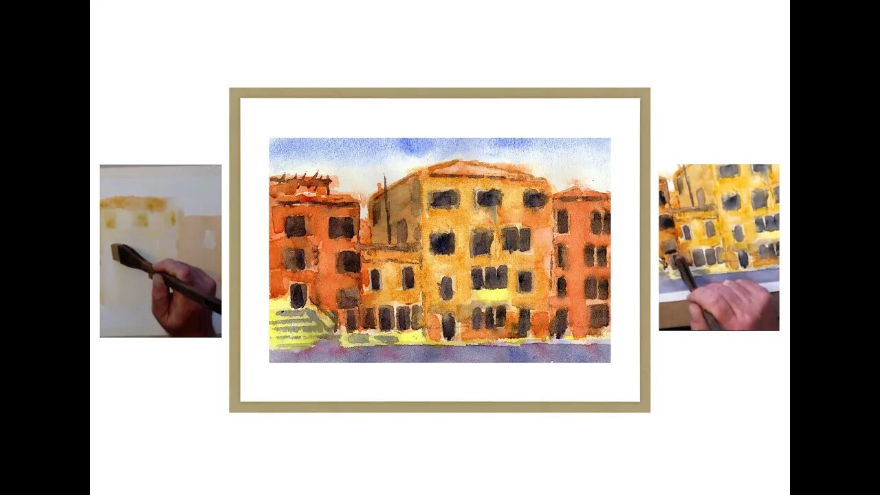 Lesson 3 Venice Relax with your Hake brush, how to paint tutorial,watercolours in a loose style.
