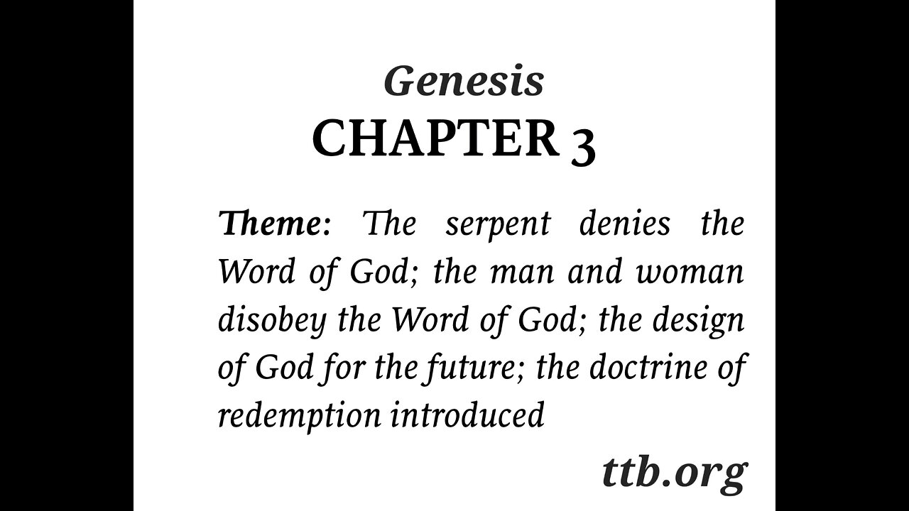 Genesis Chapter 3 (Bible Study)