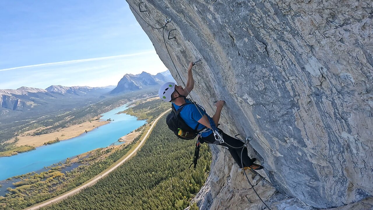 Hanging off a mountainside