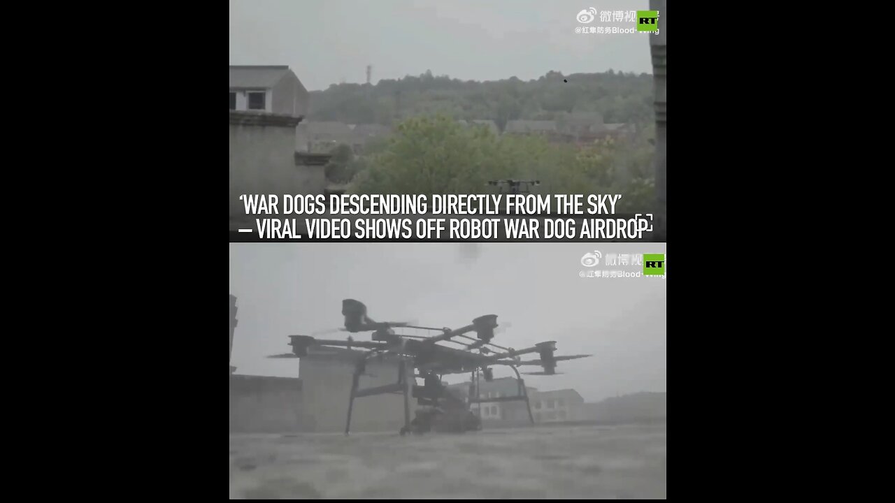 drone dropping off an armed ‘war dog’