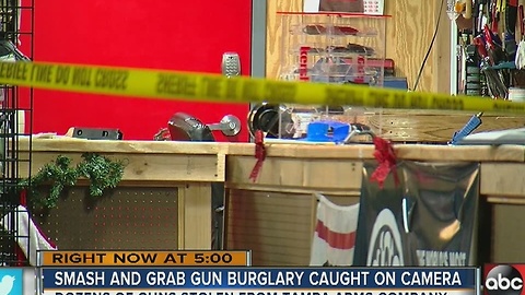 Car crashes into Tampa gun store, suspects get away with weapons, deputies investigating
