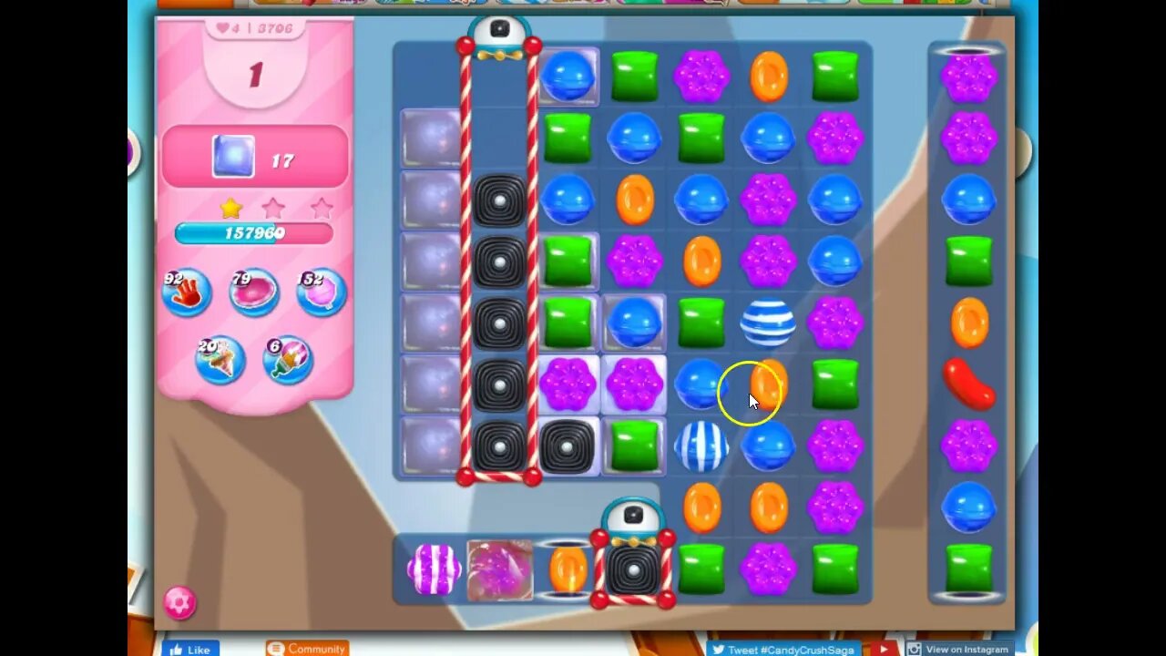 Candy Crush Level 3706 Talkthrough, 12 Moves 0 Boosters