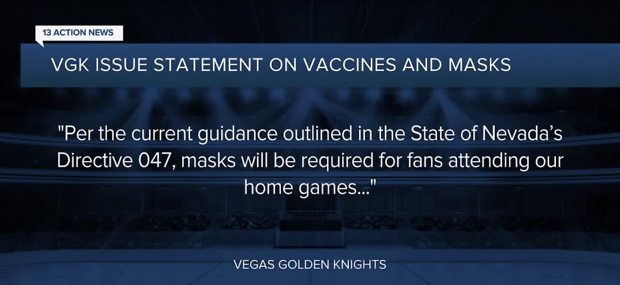 Vegas Golden Knights to require masks at games, no proof of vaccination