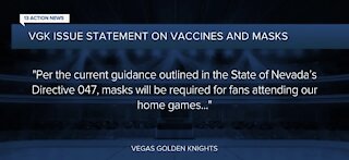 Vegas Golden Knights to require masks at games, no proof of vaccination